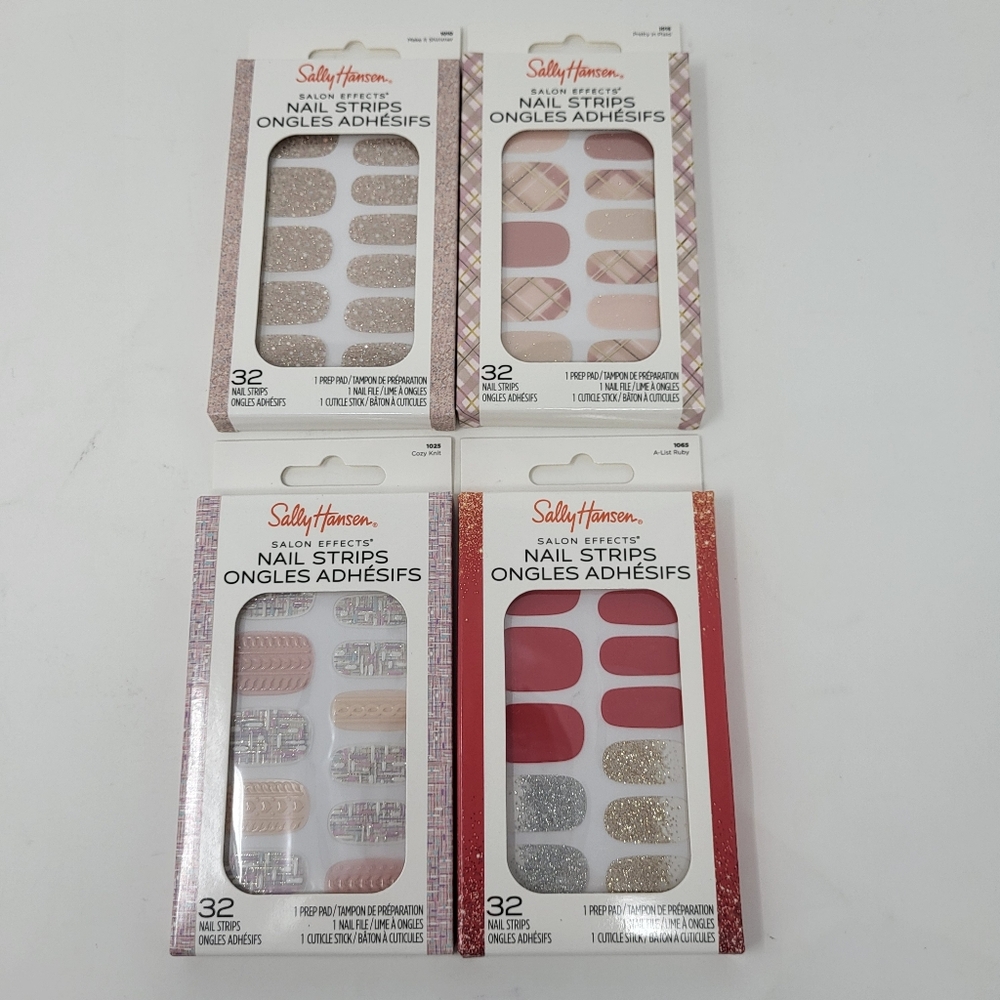 Lot Of 4 Sally‎ Hansen Salon Effects Nail Strips 32 Strips Per Pack Manicure Spa